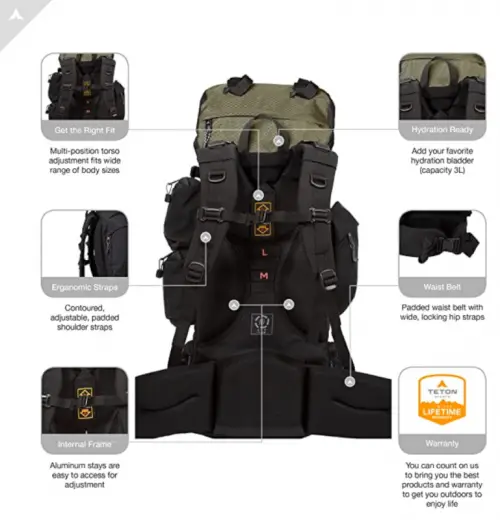 TETON Sports Explorer 4000 Internal Frame Backpack specs 2