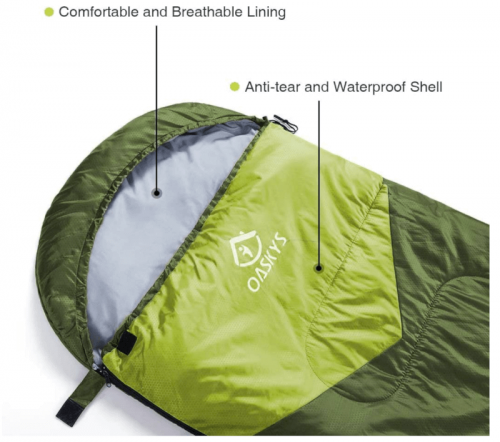 oaskys Camping Sleeping Bag - 3 Season Warm & Cool Weather - Summer 2