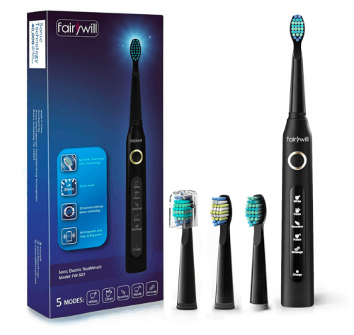 Fairywill Electric Toothbrush Powerful Sonic Cleaning - ADA Accepted Rechargeable Toothbrush with Timer
