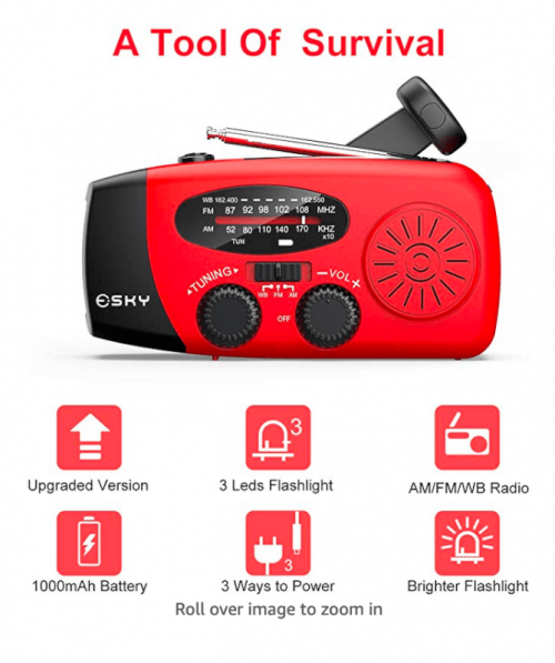 Esky Portable Emergency Weather Radio Hand Crank 2