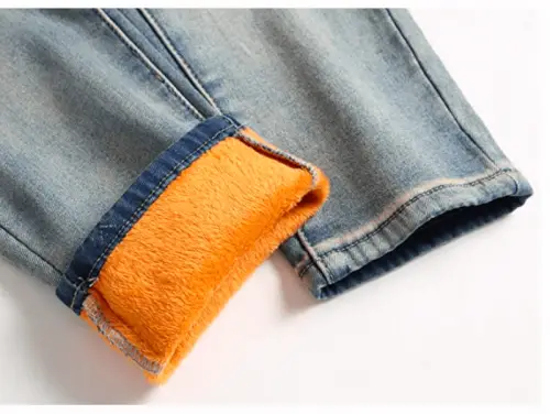 GUNLIRE Men’s Thermal Fleece Lined Jeans Winter Slim Fit Thicken Stretch Warm Denim Pants 