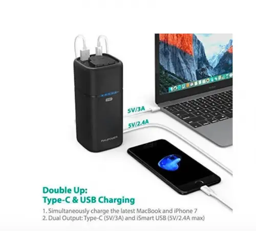 AC Portable Laptop Charger RAVPower 20100mAh AC Outlet Power Bank 65W(Max) External Battery