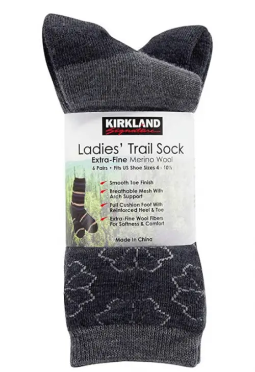 Kirkland Signature Womens 6 Pack Extra Fine Merino Wool Trail Socks
