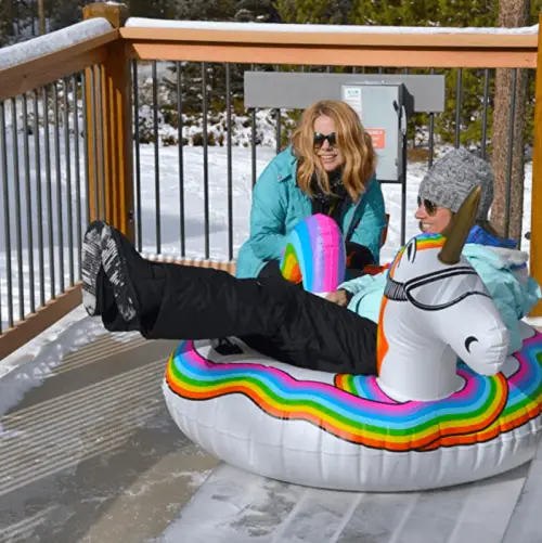 GoFloats Winter Snow Tube - Inflatable Toboggan Sled for Kids and Adults