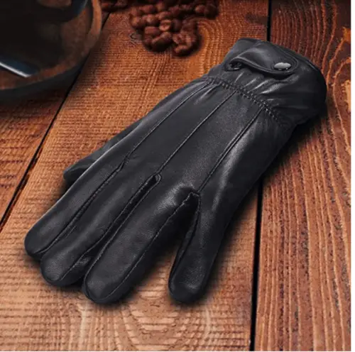 Anccion Winter Genuine Leather Black Gloves