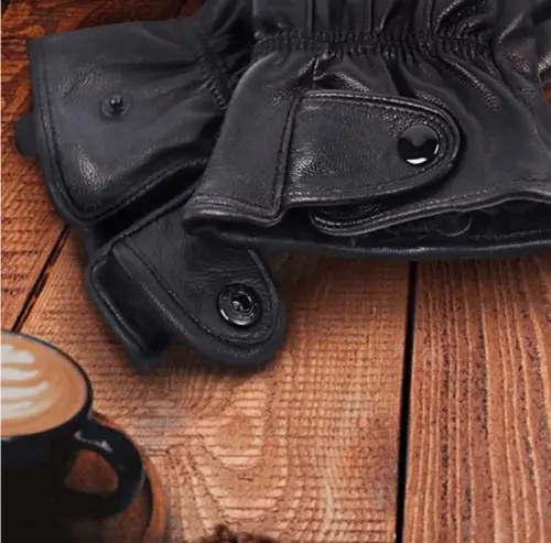 Anccion Winter Genuine Leather Black Gloves