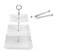 Three Tier Porcelain Cake Stand with Sugar Tongs